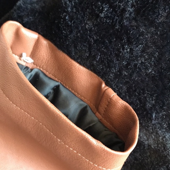 Sebby brown faux leather, black faux fur with gray hoodie jacket size L Juniors - Picture 12 of 15